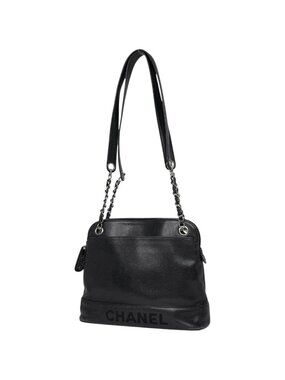 Chanel Logo Che Shoulder Bag Black